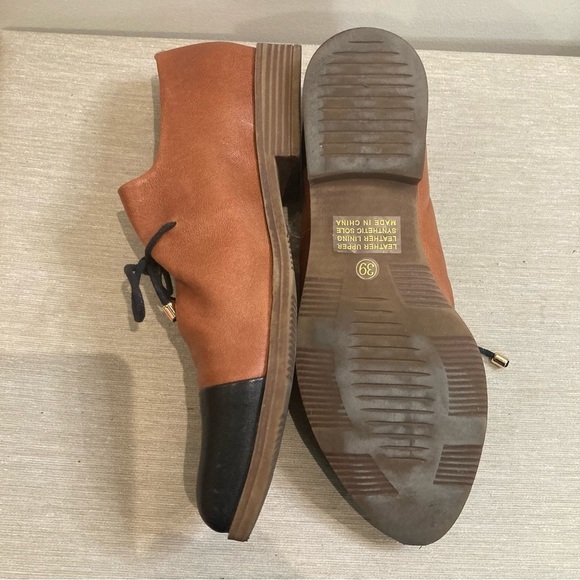 DJANGO & JULIETTE Sz 39 Kotty Leather Two Toned Colour Block Laces Pointy Flats - Picture 12 of 14